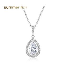 Pendant Necklaces Fashion Crystal Zircon Stone Necklace Water Drop For Women Girls Gold Sier Colour Jewellery Bridesmaid Gift Delivery P Otvtu