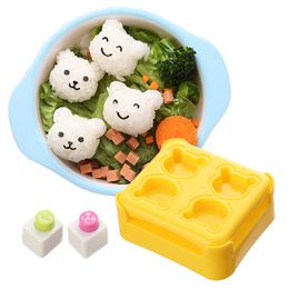 Sushi Tools Onigiri Mold Cute Bear Rice Ball Maker Press Mould Form Set Kit Stamp Kawaii Kitchen Accessories For Kids Bento 230201