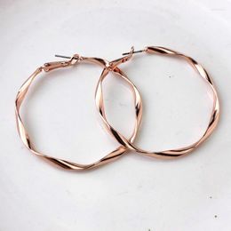 Hoop Earrings Copper Big Twisted Round For Women Fashion Rose Gold Statement Aretes Largos Para Mujer