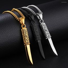 Pendant Necklaces Cool Supernatural Sword Dagger Knife Necklace For Men Stainless Steel Male Bike Punk Jewellery Gift