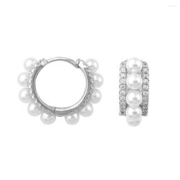 Hoop Earrings EYER Elegant Style Pearl CZ Ear Jewellery For Women 2023 Shinning Crystal Champagne Zircon