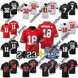 2023 Playoff Peach Bowl Ohio State Buckeyes Football Jersey NCAA College C.J. Stroud Henderson Jaxon Smith-Njigba Harrison Jr. Williams