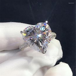 Wedding Rings Heart Lovers Promise Ring Silver Colour 3ct Sona Cz Engagement Band For Women Bridal Fashion Jewellery