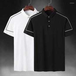 Men's Polos Large Summer Pure White Casual Korean Polo Shirt Loose Fat Sports All-match Lapel Top