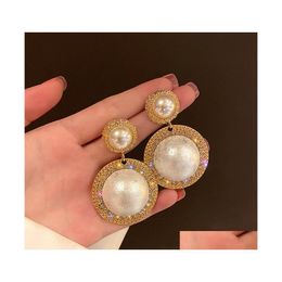 Dangle Chandelier Fashion Jewelry Rhinstone Faux Pearl Beads Earrings Lady Elegant Stud Drop Delivery Dhq41