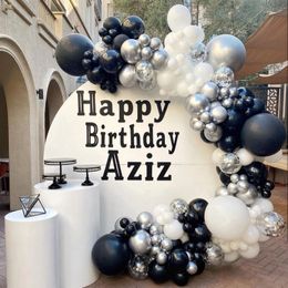 Other Event Party Supplies 137pcs/set Black White Balloons Garland Arch Kit Latex Silver Chrome Globos Happy Year Birthday Decorations 230131