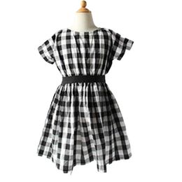 Girl's Dresses 3 To 16 Years Kids and Teen Girls Summer Plaid Mid Length Dress 2022 New Fashion Children Cotton Casual Clothing Elegant #9325 0131