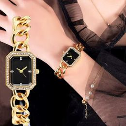 Wristwatches 2023 Rectangular Small Size Bracelet Quartz Watch For Women Flash Elegant Party Stainless Steel Silver