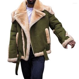 Men's Down Laamei 2023 Men Fashion Thicken Jacket Vintage Military Casual Winter Warm Faux Fur Coat Motorcycle Pocket Clothes