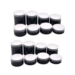 Empty Black Plastic Refillable Bottle Cosmetic Cream Pots Clear Screw Lid 30g 50g 80g 100g 120g 150g 200g 250g Portable Packaging Container Facial Cream Jars