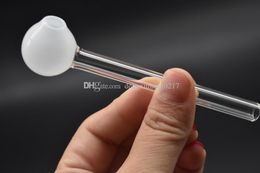 Great Pyrex Glass Oil Burner Pipe Clear Oil Burner Tube Pipes Oil Nail Glass Pipe Colour ball 10cm lenght hand dry herb smoking pipe