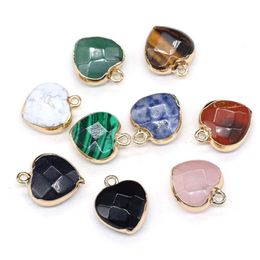 Charms Delicate Natural Stone Heart Rose Quartz Lapis Lazi Turquoise Opal Pendant Diy For Bracelet Necklace Earrings Jewellery Dhgarden Dhdze