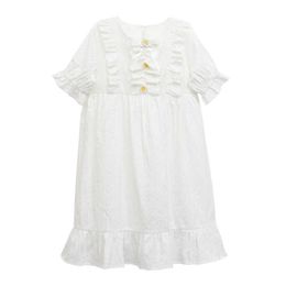 Girl's Teenage Girls Casual Summer 2022 Kids White Princess es Children Cotton Clothes Fashion Button Elegant Dress #0126 0131