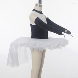 Stage Wear Design White Black Child Ballet Tutu Dancewear Girls Ballerina Performance Costume Kids Pancake Leotard Dress