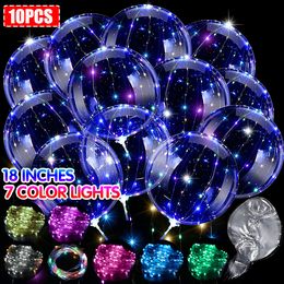 Other Event Party Supplies 10Pcs Clear Led Balloons Light Up Colourful Bobo Transparent Bubble for Weddings Banquets Parties Birthday Decor 230131