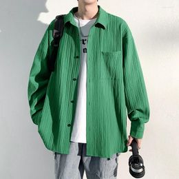 Men's Casual Shirts Men's Long Sleeve Punk Loose Japanese Streetwear Fashion 2023 HIP HOP Black Green Plus OverSize 4XL 5XL