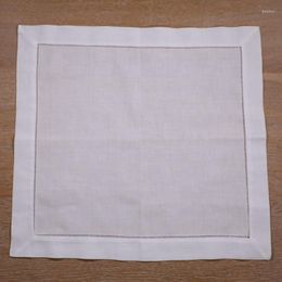 Table Napkin N002-22: 12 Piece White Hemstitch Dinner Napkins - 55/45 Linen Cotton Blend 22" X Ladder Cloth