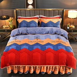 Bedding Sets Set Luxury Winter Thick Flannel Velvet Duvet Cover Bed Skirt Home Textiles King Size Comforter