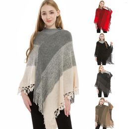 Ethnic Clothing Women Striped Poncho With Tassels Knitted Chiffon Cardigans For Summer Hair Scarfs Silk Scarf Wrapping At Night