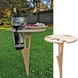 Tabletop Wine Racks Mini Wood Foldable Holder Outdoor Portable Red Table for Picnic Camp Party Garden Beach Folding Glass Rack Small Desk 230131
