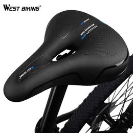 s WEST BIKING Thicken Comfortable Bicycle Front Seat MTB Mountain Bike Soft Cushion Hollow Shockproof Cycling Saddle 0131