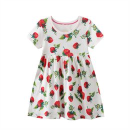 Girl's Dresses Little maven 2023 Baby Girls Strawberry Lovely Dress Toddler Infant Kids Casual Clothes Pretty Wear 2-7 year 0131