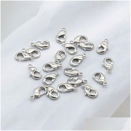 Clasps Hooks 150Pcs/ Lot 12X6Mm Lobster Clasp Sier Plated Alloy Fashion Jewellery Findings Components For Bracelet Chain Necklace Di Dhbcv