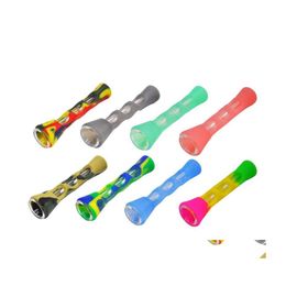 Smoking Pipes Sile Glass Herb Pipe 87Mm One Hitter Dugout Tobacco Cigarette Hand Spoon Smoke Accessories Wholesale Drop Delivery Hom Dhiav