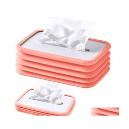 Tissue Boxes Napkins 1Pc Retractable Box Holder Er Square Sile Foldable Paper Facial Capacity Spring Drop Delivery Home Garden Kit Dhylq