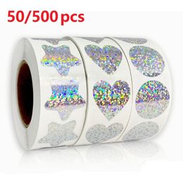 Gift Wrap Exquisite 50/500pcs Laser Blank Love Heart Stars Round Stickers Handmade Decoration Holiday Birthday Party Sealing Label StickerGi