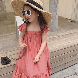 Girl's es Summer Girls Holiday Style Casual Comfortable Loose Sweet Flying Sleeve Dress Baby Kids Clothes Children'S Clothing