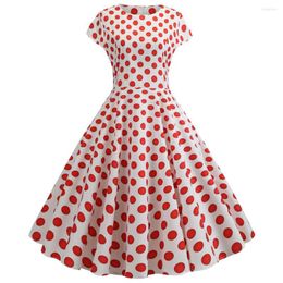 Party Dresses 2023 Pink Polka Dot Women Summer Dress Casual Elegant Retro Vintage 50s 60s Robe Femme Rockabilly Swing Vestidos