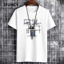 Men's T-Shirts JFUNCY Summer Cotton Man T-shirts Clothing Fashion Short-Sleeved T-Shirt Men Plus Size Casual Cosy Breathable Tshirt Hommes Y2302