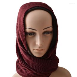 Scarves Women Ripple Wrinkle Scarf Cotton Viscose Plain Muslim Headband Crinkle Hijab Head Wrap Shawls Ponchos And Capes