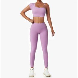 Women's Tanks Fitness Purple Yoga Bra And Leggings Outfits Women Sportswear Gym Sports Set Running Workout Clothes Two Piece