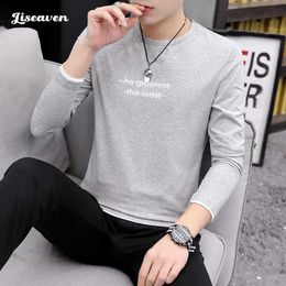 Men's T-Shirts Liseaven 11 Colors Men Cotton Tee Shirt Autumn Winter Full Sleeve T-Shirt Long T-Shirts Brand Mens Clothing Tops Tees Y2302