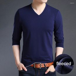 Men's T Shirts Pullover Shirt Men Winter Clothing Long Sleeve Casual Slim Fleeced Thick Warm T-Shirt Male Tees