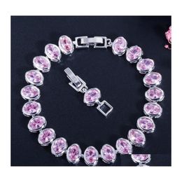 Charm Bracelets Elegant Bride Women Bracellet White Gold Plated Cubic Cz Braclet For Girls Party Wedding Gift Friend 3734 Q2 Drop De Dh4Ab