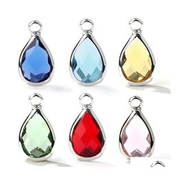 Charms Copper 12 Month Zodiac Glass Crystal Birthstone Pendant Sier Jewelry Making Accessories For Bracelet Necklace Drop Delivery F Otqsu