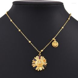 Pendant Necklaces Colourful Crystal Statement Necklace Personality DIY Design Sunflower For Women Party Jewellery Collares