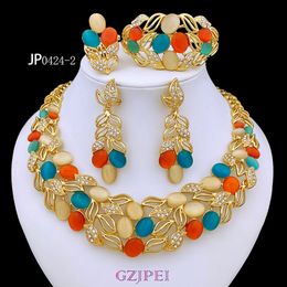 Wedding Jewelry Sets Opal For Women Necklace Set Earrings Charm Bracelet Bridal 230131