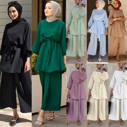 Ethnic Clothing Eid Mubarek Abaya Turkey Hijab Two-piece Muslim Sets Dress Caftan Kaftans Islamic Abayas For Women Musulman Ensembles 230131