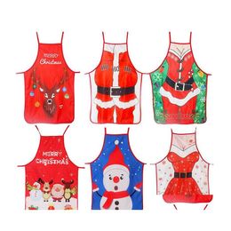 Party Decoration Christmas Apron Cloth Diy Props Santa Claus Cartoon Clothes Home Cooking Cleaning Drop Delivery Garden Festive Supp Dhs8J