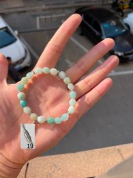 New MG1080 2 Strand Cutted Amazonite with feather pendant 19 Bracelet