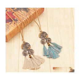 Pendant Necklaces Bohemian Fashion Jewellery Womens Vintage Necklace Hollow Out Assels Rope Sweater Drop Delivery Pendants Dhftu