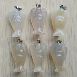 Pendant Necklaces Wholesale 6pcs/lot 2023 Fashion Natural White Onyx Angel Pendants Charms For Necklace Making Jewelry