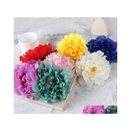 Decorative Flowers Wreaths Artificial Silk Peony Flower Heads Wedding Party Decoration Supplies Simation Fake Head Home Decoration Oty91