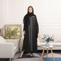 Ethnic Clothing Women's Abaya Dress Muslim Kebaya Black Kaftan Arab Middle East Dubai Turkish Abayas Rhinestone Loose Chiffon Maxi Robe