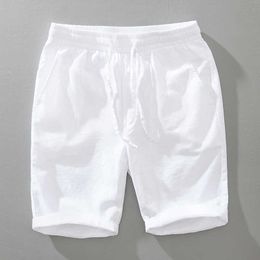 Men's Shorts Summer New Fashion Men's Cotton Linen Shorts Solid Color Flexible Waist Simple Casual Loose Half Length Thin Popular Short Pants G230131