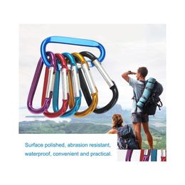 Party Favour Carabiner Ring Keyrings Key Chain Outdoor Sports Camp Snap Clip Hook Keychain Hiking Aluminium Metal Stainless Steel Cam Otpyd
